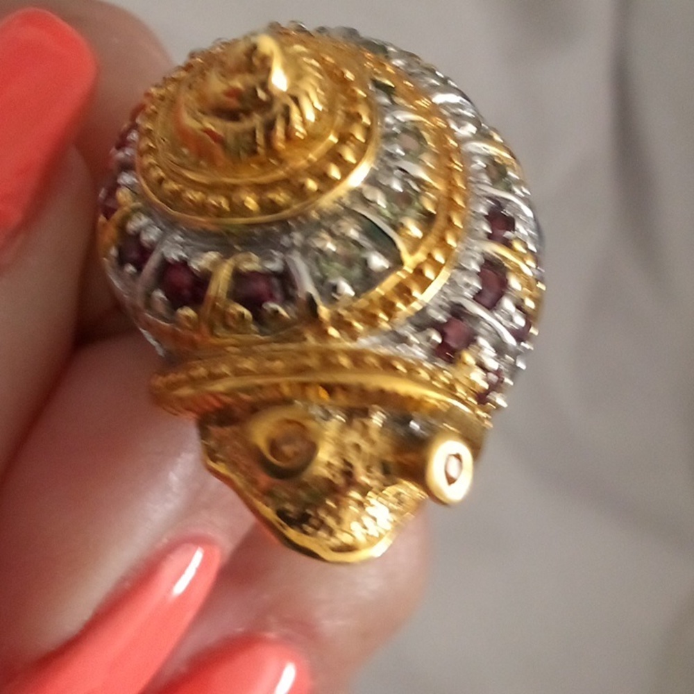 Man's Unique Ruby Encrusted Snail Ring Size 9.75 - image 6